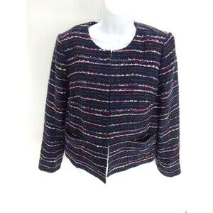Talbots Factory Navy Rainbow Confetti Tweed Jacket Size 10